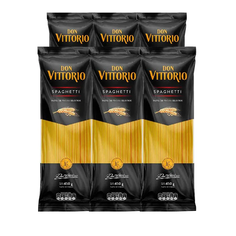 Fideos Spaghetti DON VITTORIO Pack 6u Bolsa 450g
