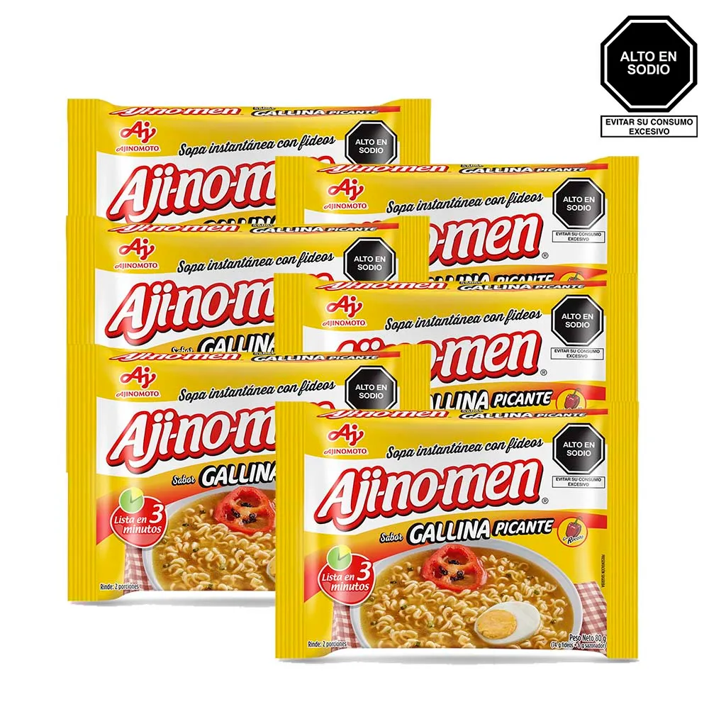 Sopa Instantánea AJINOMEN de Gallina Picante Bolsa 80g x6u